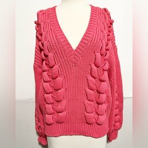 IRO paris Chunky Knit oversized V Neck Sweater NWOT size XL Pink